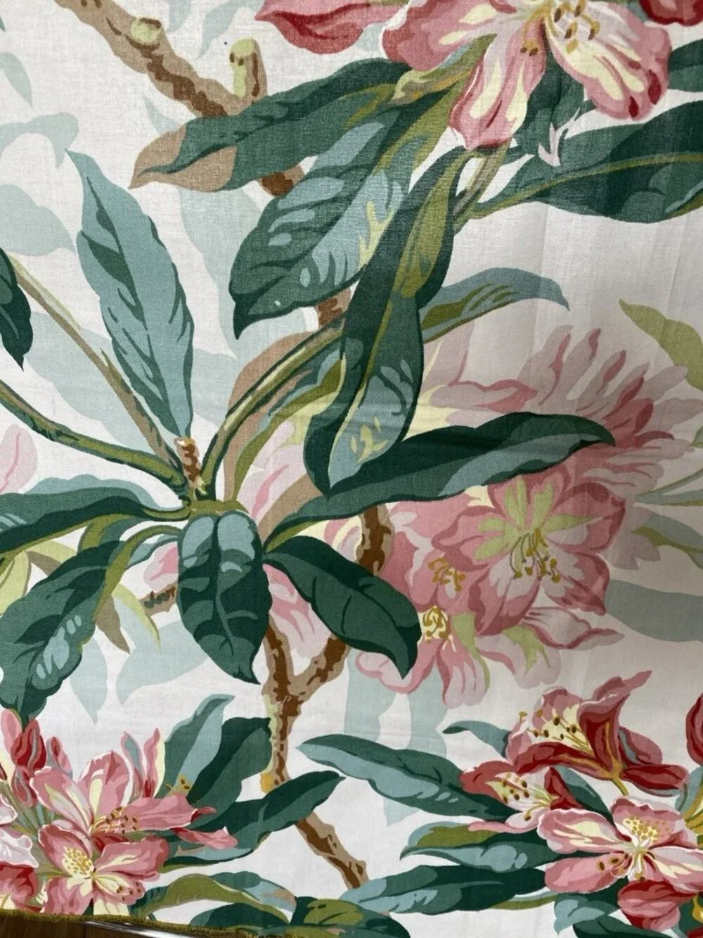Tropical Floral Chintz Fabric Sample 28 X 27” Finished Edges